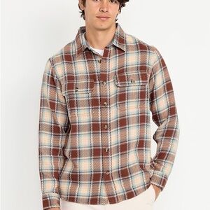 Old Navy Men’s Loose Fit Textured Plaid Pocket Shirt size Small